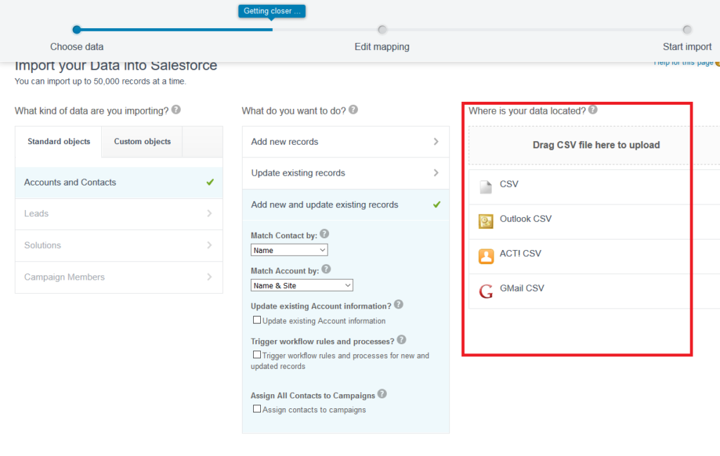 import wizard file format supported