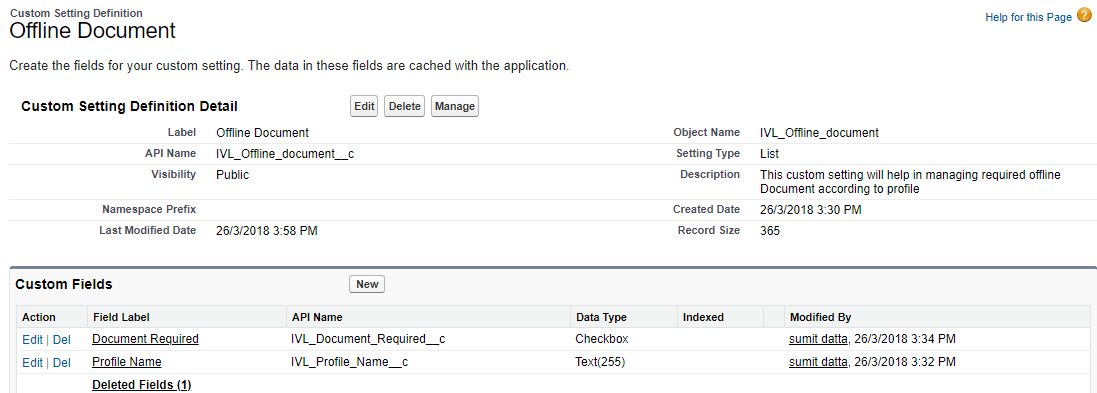 Custom setting